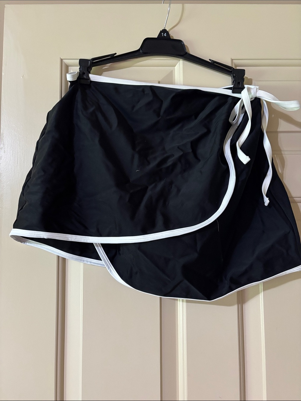 Black Wrap Swim Skort with White Trim
